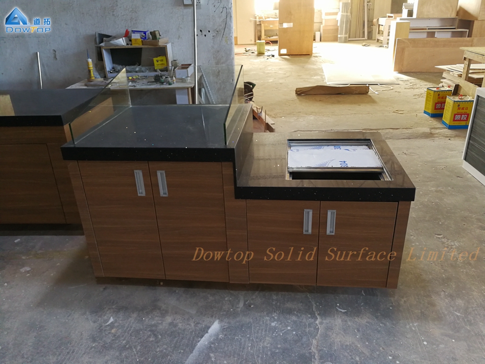 Custom black restaurant buffet counter table made in China