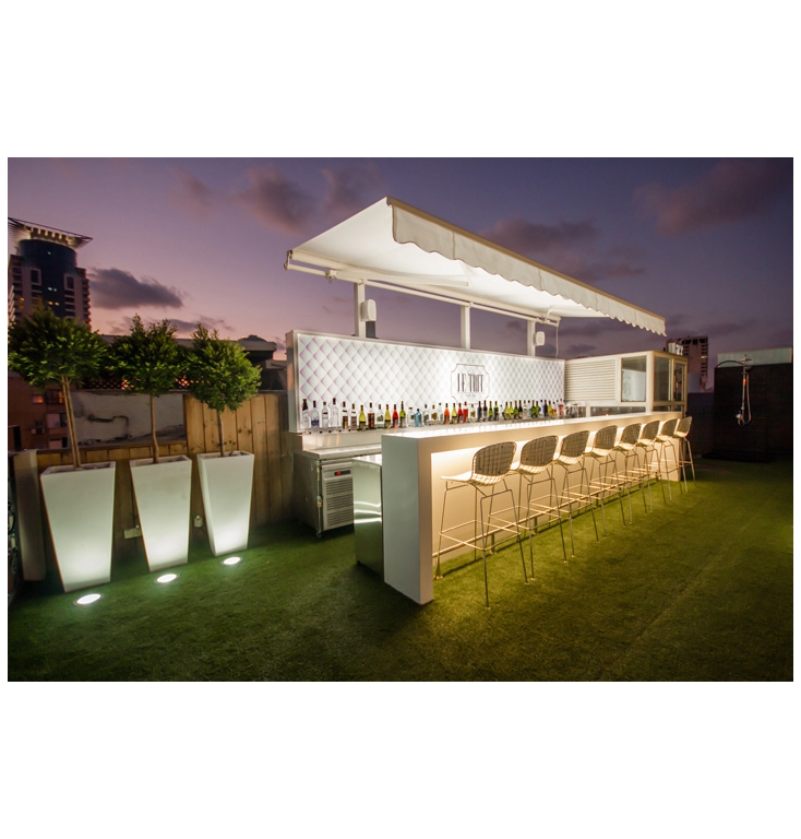 Outdoor cocktail party buffet bar counter long table